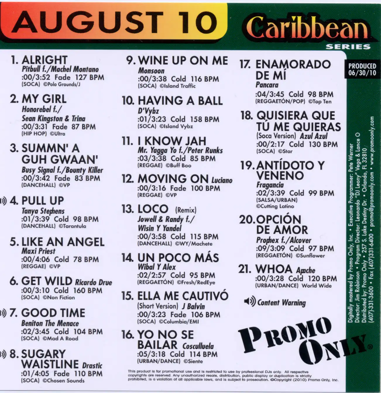 Promo Only Caribbean Series August 2010 (Compilation)